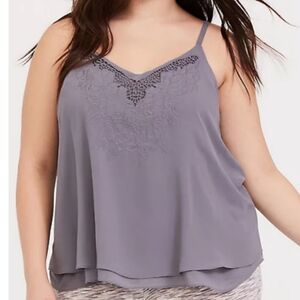 Torrid Grey Sophie Chiffon Swing Cami, Sz 2X